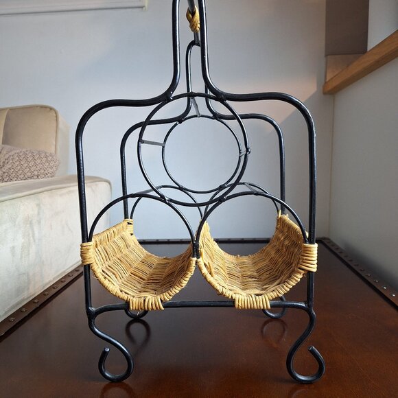Wicker/Rattan and Iron Wine Rack - Picture 3 of 7